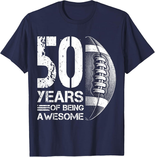 50th Birthday American Football 50 Years Old Man Woman T-Shirt - T-Shirt | Navy
