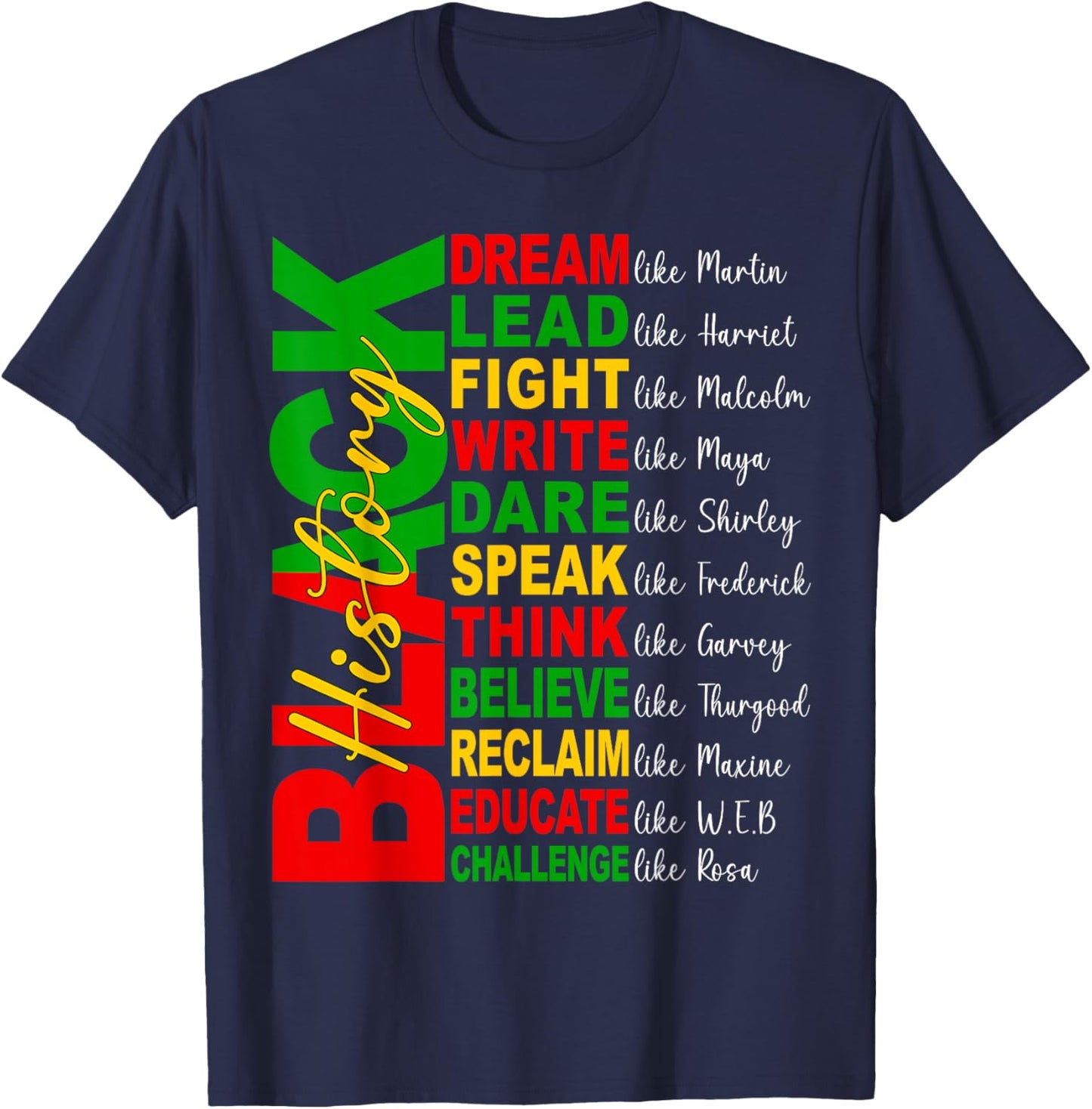 Black History Month Dream Lead Write Dare Men Women Kid T-Shirt - T-Shirt | Navy
