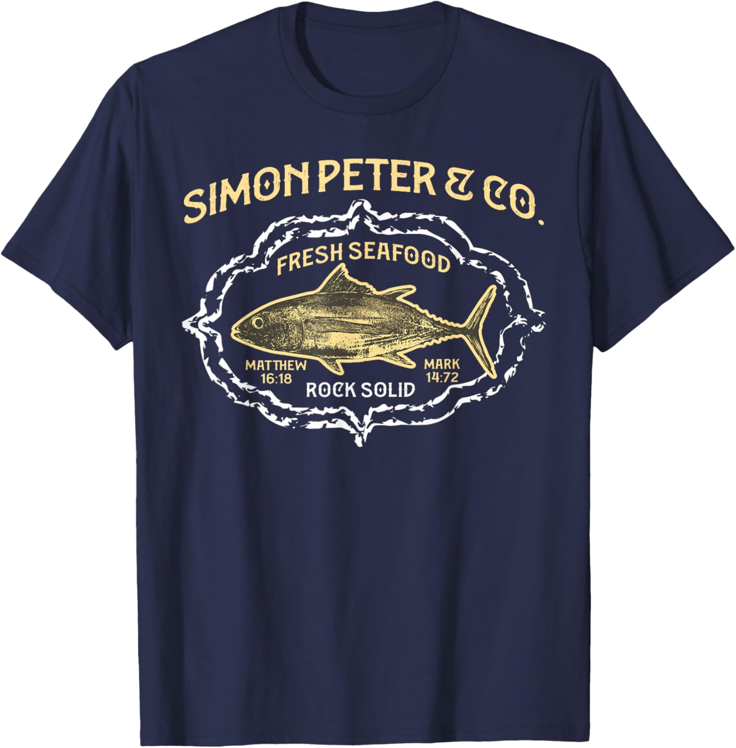 Simon Peter Fresh Seafood Funny Christian T-Shirt - T-Shirt | Navy