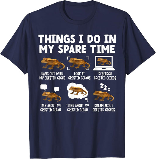 Things I Do Crested Gecko Owner Crestie Lover T-Shirt - T-Shirt | Navy