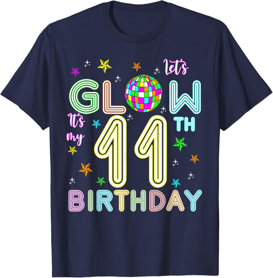 It's My 11th Birthday Glowing 80s 11 Year Old T-Shirt - T-Shirt | Navy