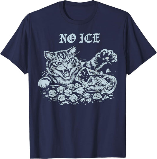 No Ice Please Funny Cat Meme Men Women T-Shirt - T-Shirt | Navy