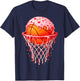 Valentines Day Heart Basketball Hoop Ice Cream Drip Men Kids T-Shirt - T-Shirt | Navy