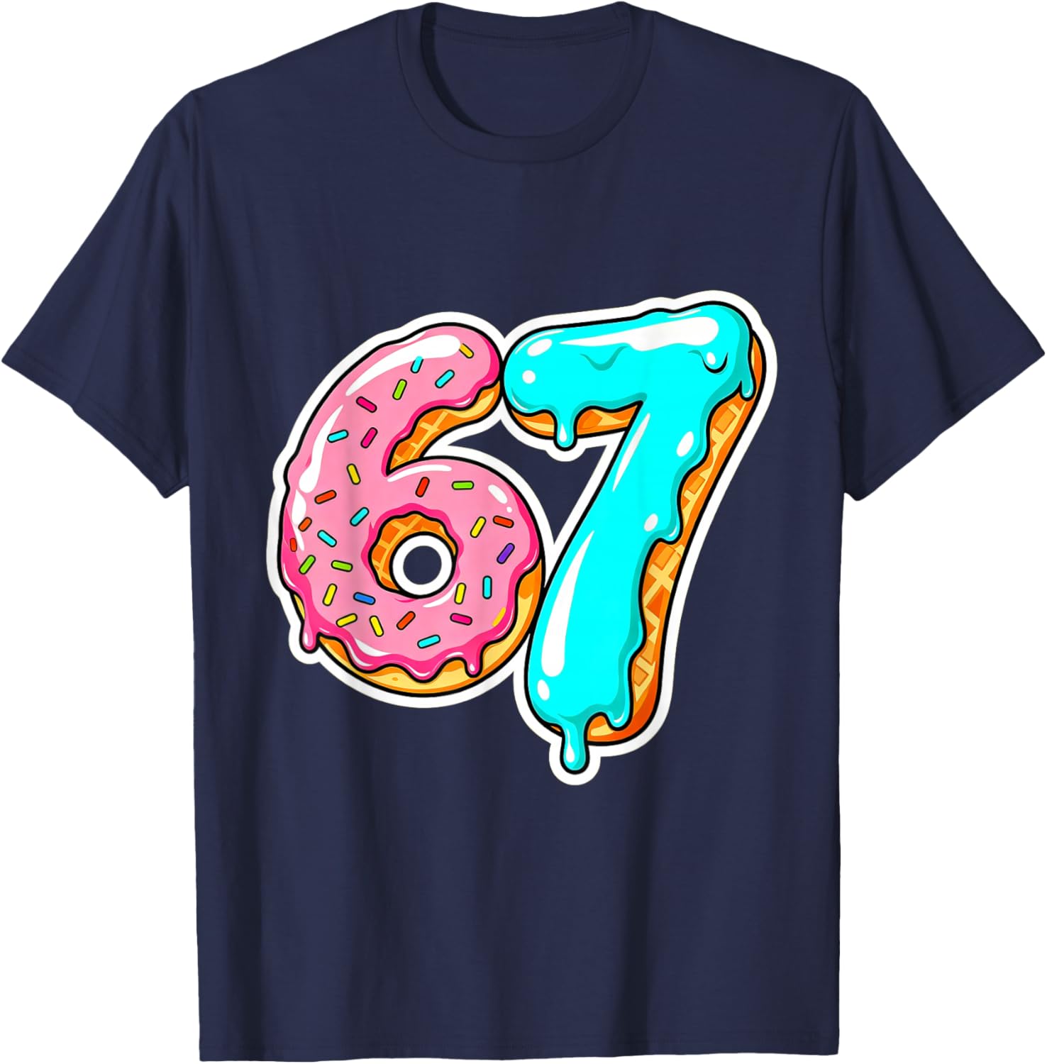67 Ice Cream Drip Meme Funny Six Seven Gen Alpha Slang T-Shirt - T-Shirt | Navy