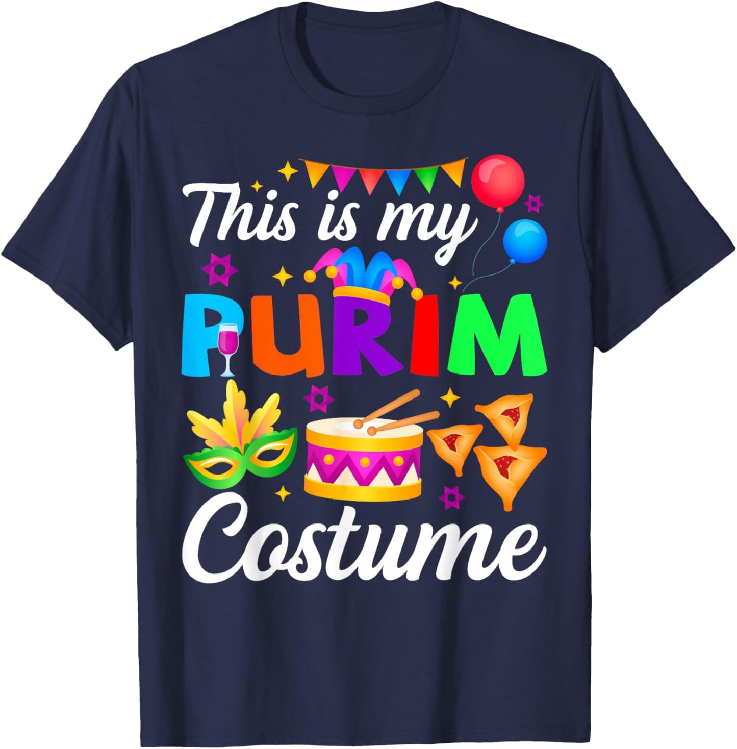 This is My Purim Costume Hamantash Hamantaschen Jewish PJS T-Shirt - T-Shirt | Navy