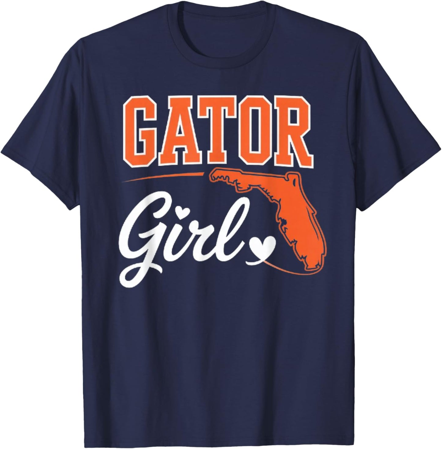 Gator Girl Florida Heart Map Shape Souvenir Gift T-Shirt - T-Shirt | Navy