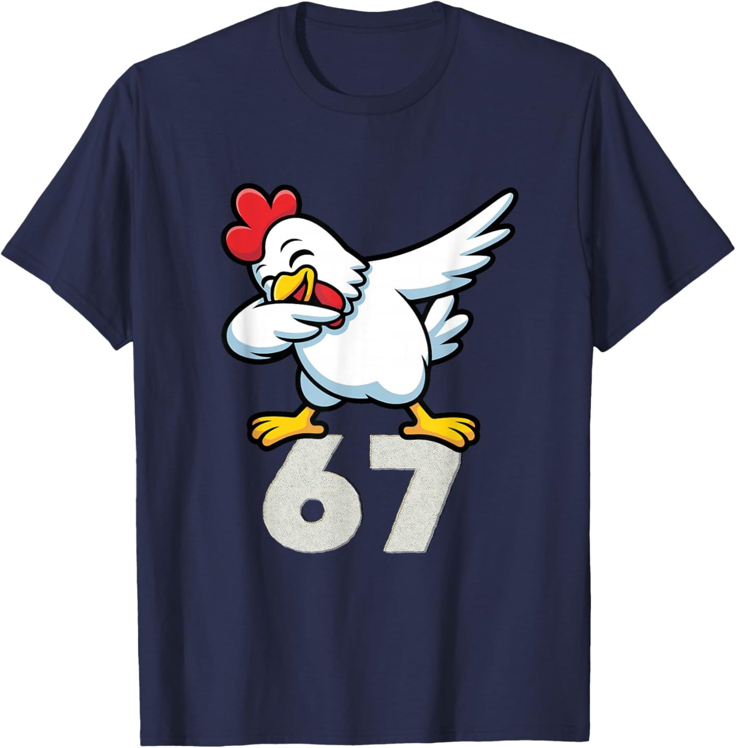 Funny Dabbing Chicken 6 7 Shirt – Kids 67 Farm Six Seven T-Shirt - T-Shirt | Navy