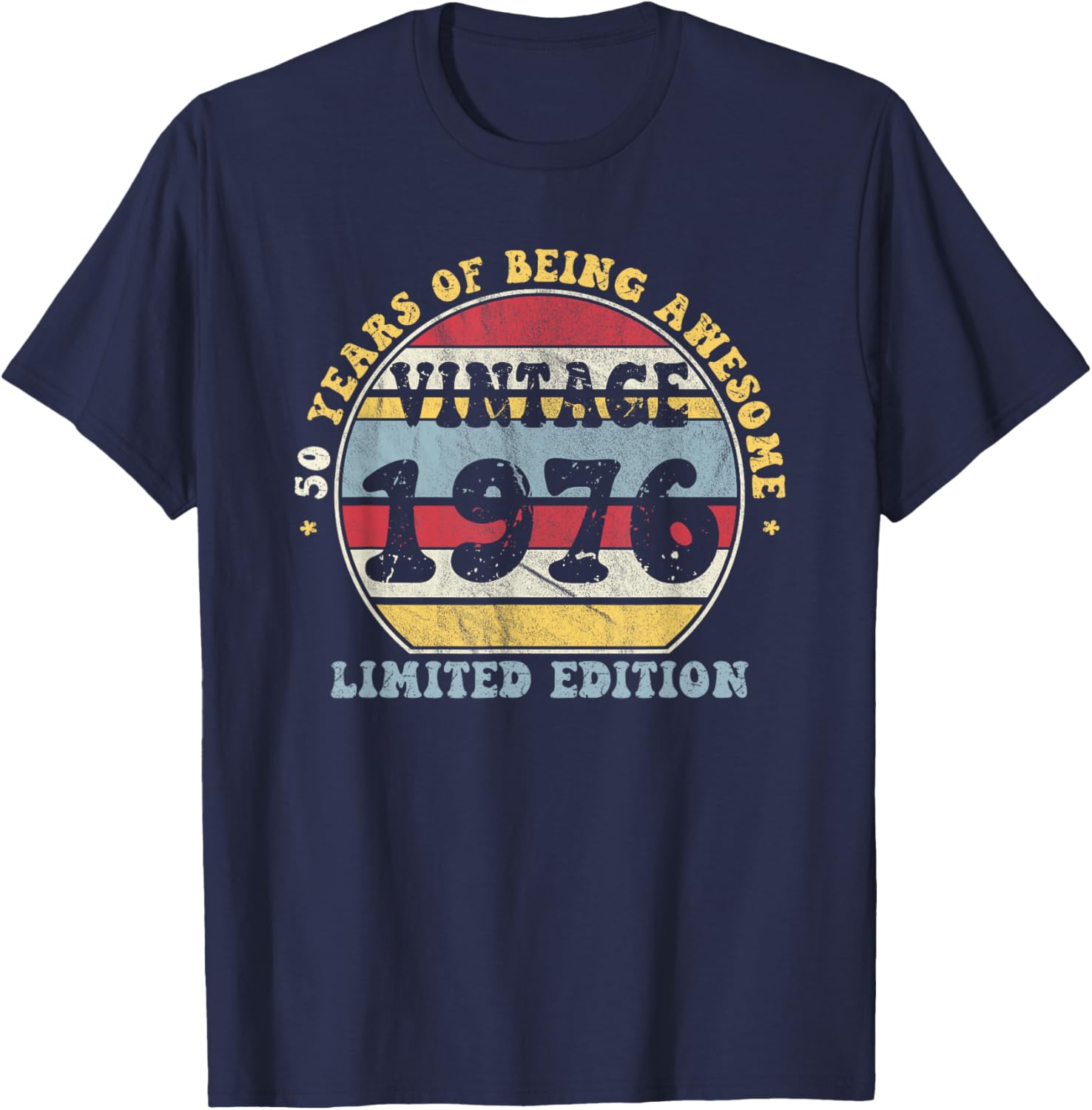 Vintage 1976 50th Birthday Retro Men Women 50 Years Old T-Shirt - T-Shirt | Navy