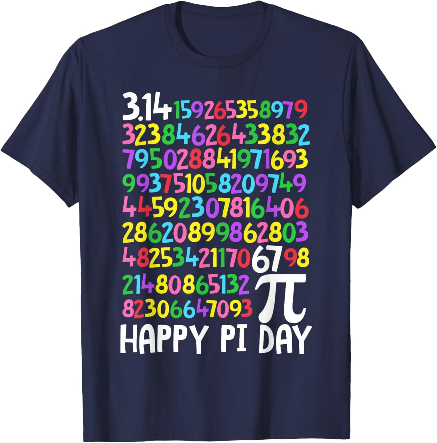 Happy Pi Day 3.14 Math Lover Pi 67 Math Teacher Kids T-Shirt - T-Shirt | Navy