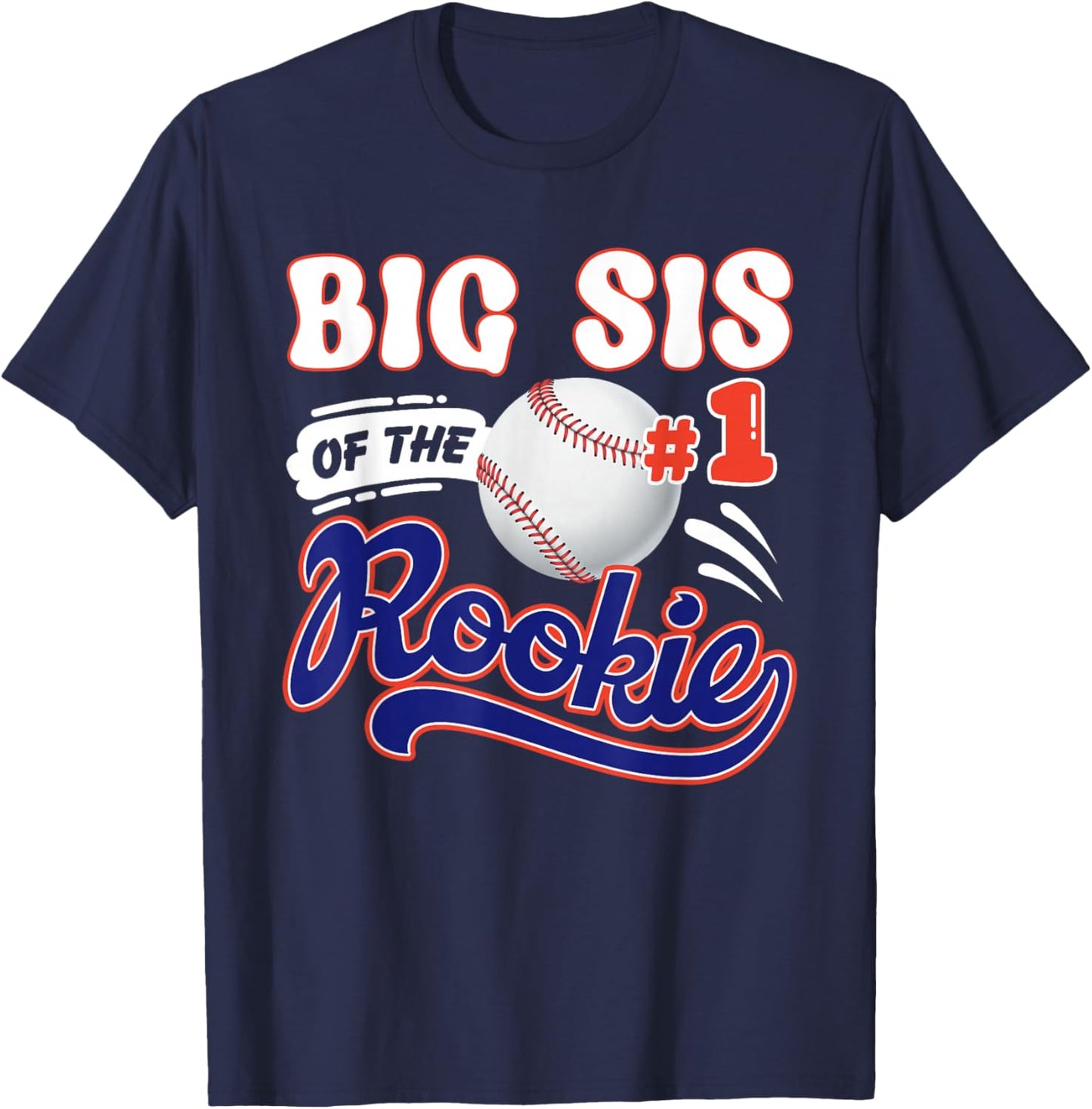 Big Sis Rookie of Year 1st Birthday Baseball Theme Matching T-Shirt - T-Shirt | Navy