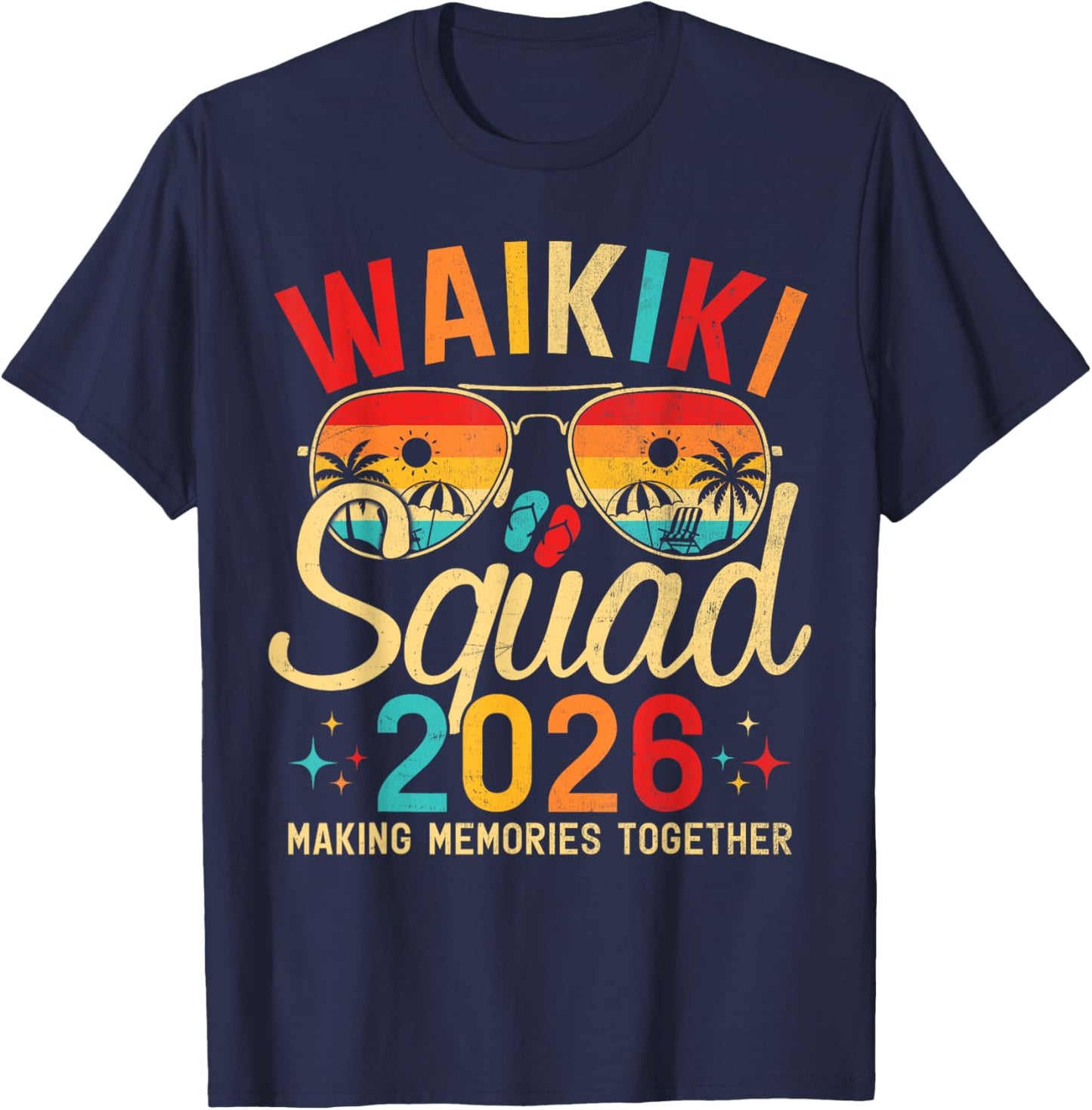 Waikiki Beach Hawaii Summer Vacation Family Trip 2026 Squad T-Shirt - T-Shirt | Navy