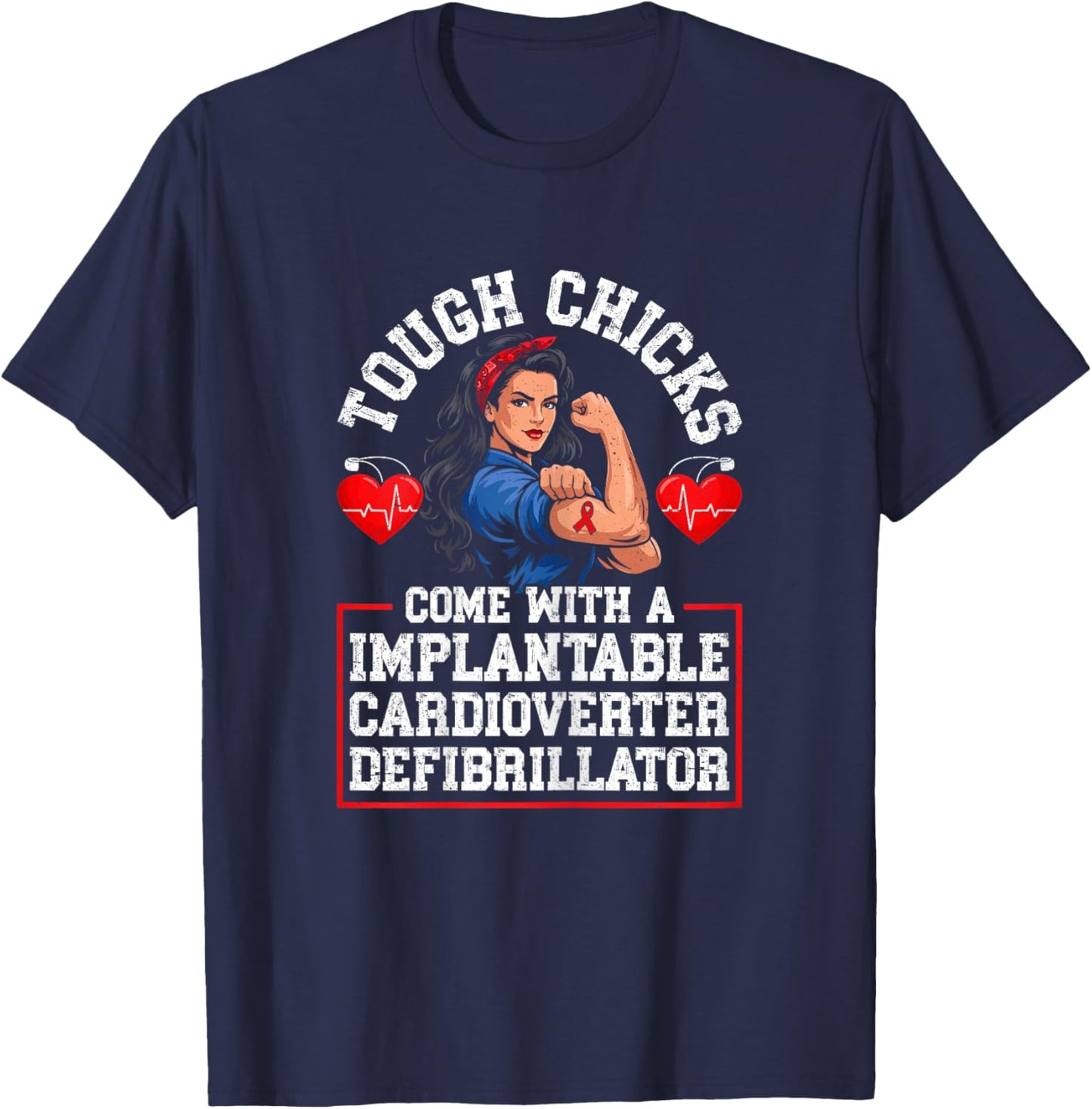Heart Disease Warrior Implantable Cardioverter Defibrillator T-Shirt - T-Shirt | Navy