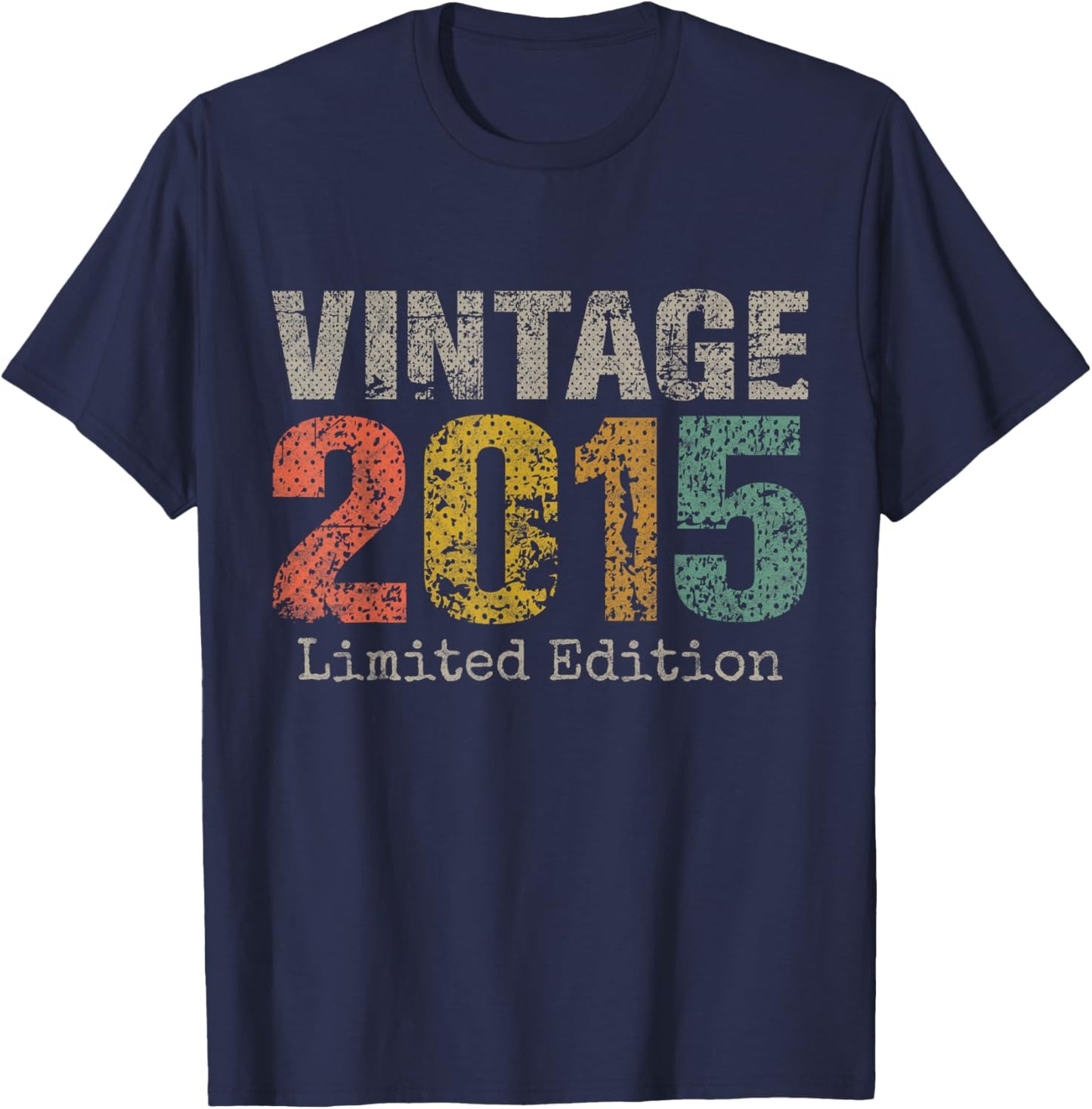Vintage 2015 Text 11th Birthday Gift Boy Girl 11 Year Old T-Shirt - T-Shirt | Navy