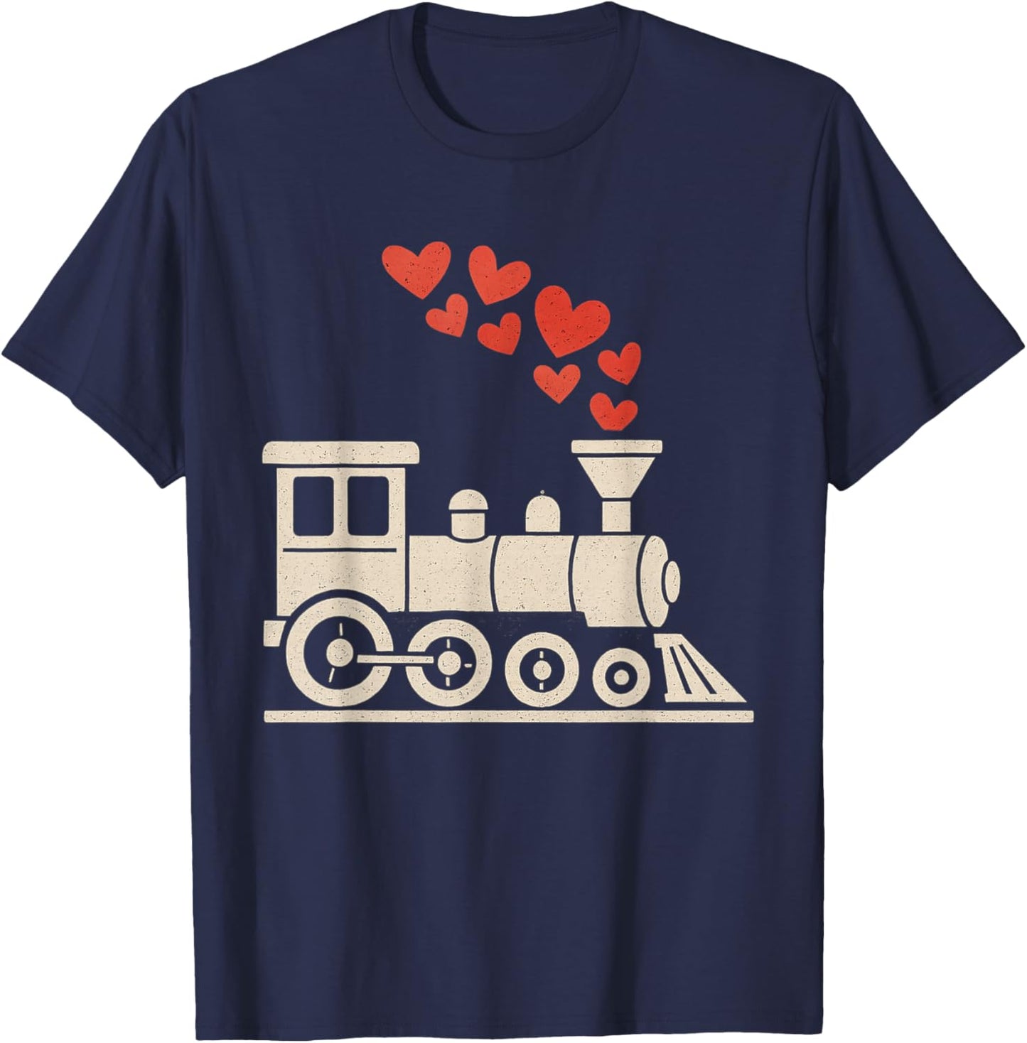 Kids Train Hearts Valentines Day Cute V Day Pajama Boys Kids T-Shirt - T-Shirt | Navy