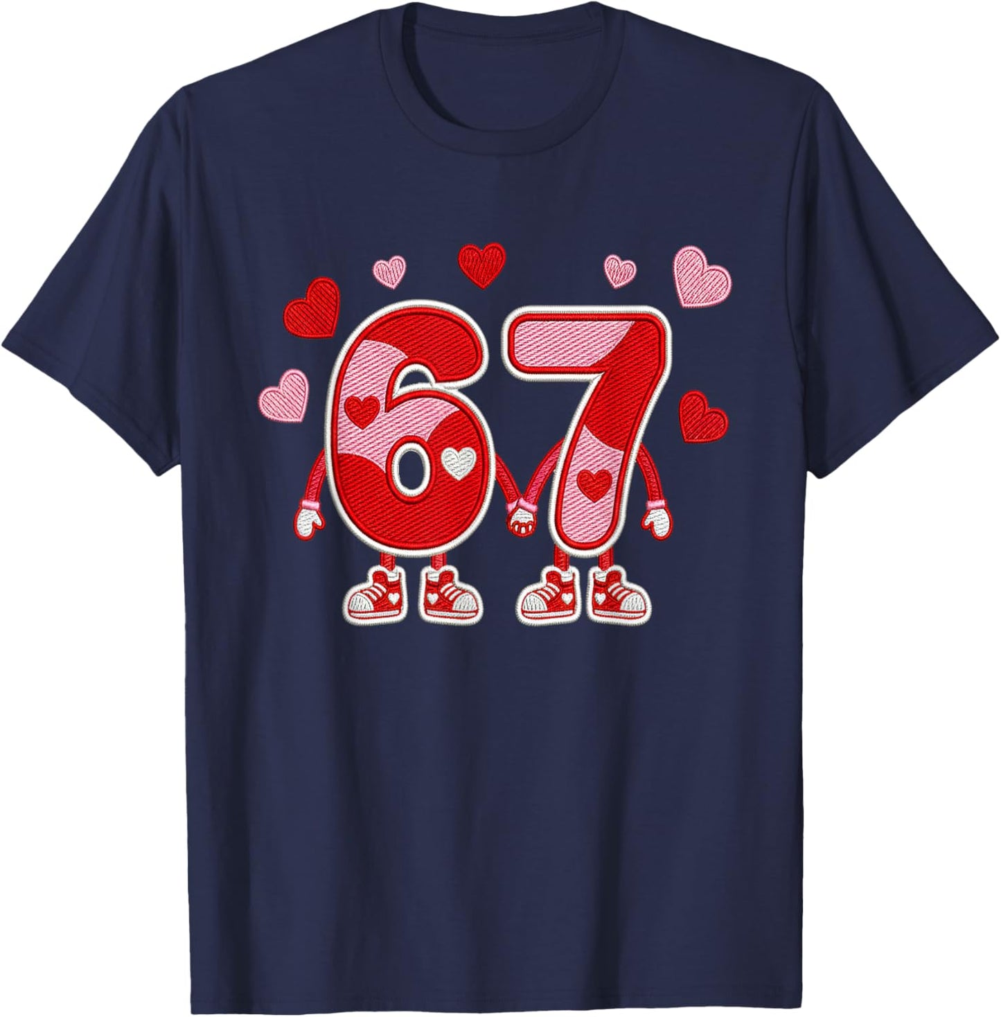 Valentine’s Day 67 Meme Six Seven 6 7 Valentine Heart Couple T-Shirt - T-Shirt | Navy