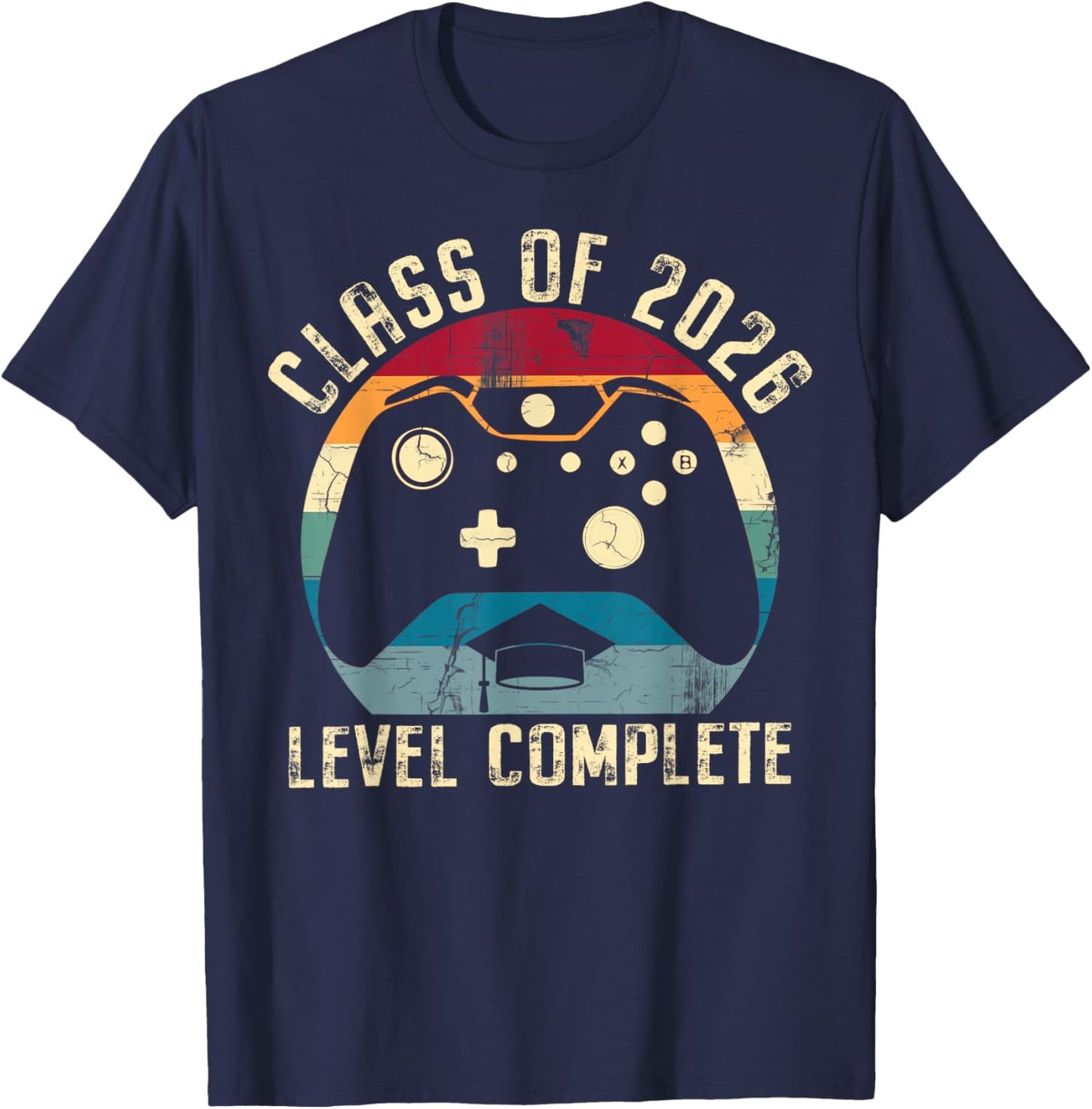 Class of 2026 Level Complete Video Gamer Senior Graduation T-Shirt - T-Shirt | Navy