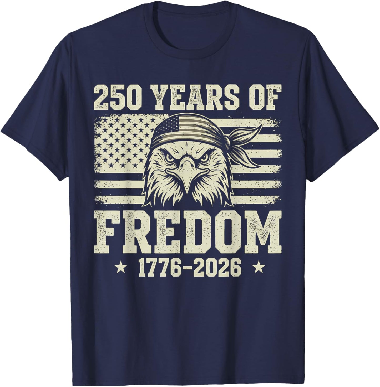 Flag Vintage 250 Years American 1776 2026 250th USA Birthday T-Shirt - T-Shirt | Navy