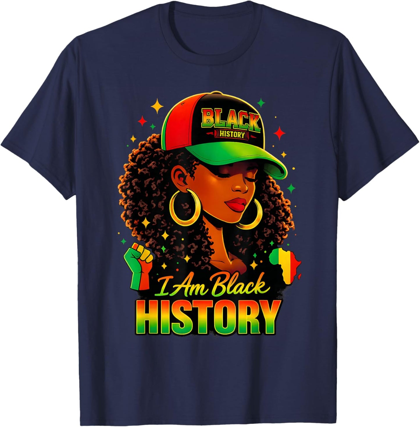 I Am Black History Women Girl Black History Month Juneteenth T-Shirt - T-Shirt | Navy