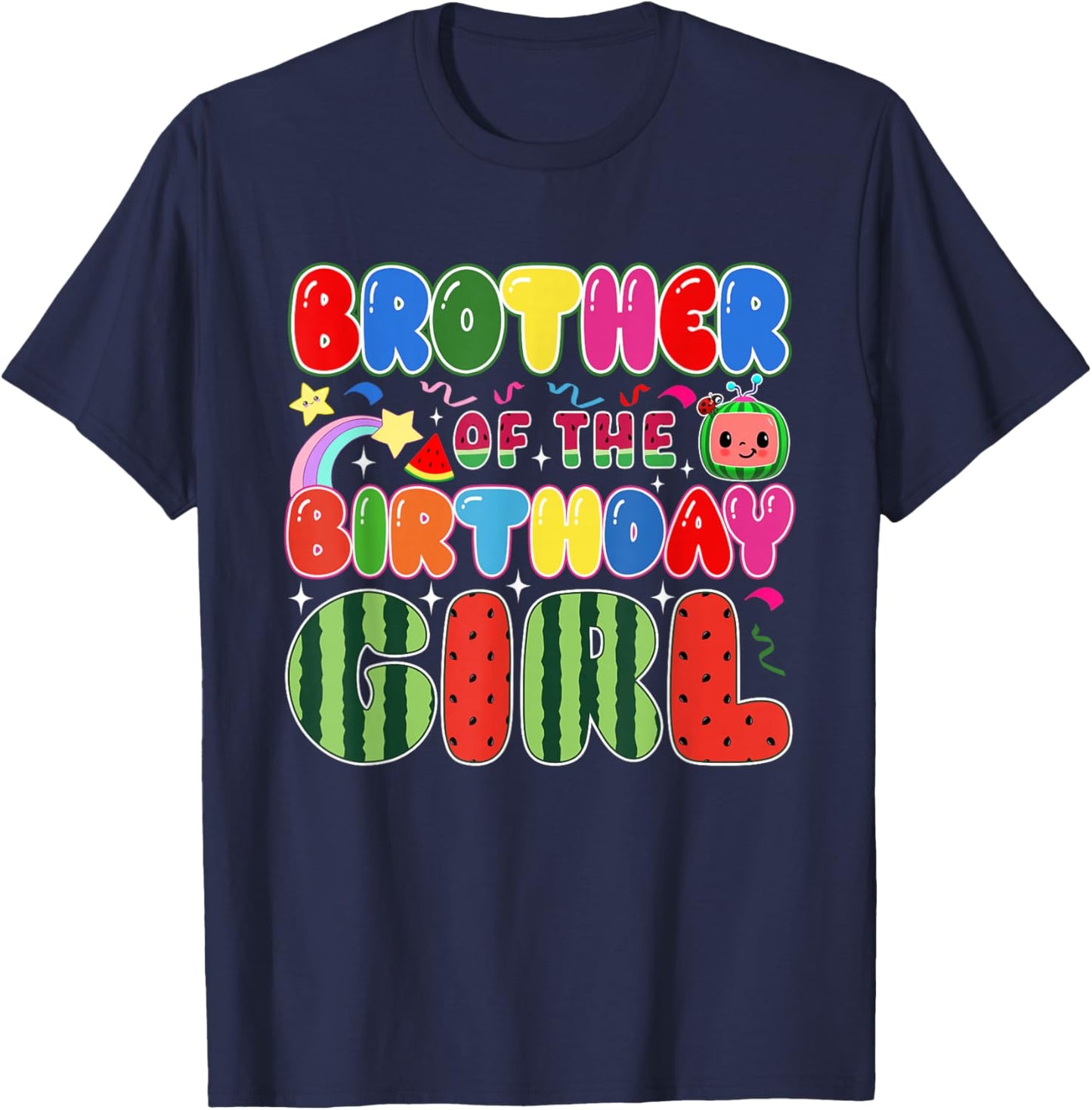 Brother of The Birthday Girl Melon Family Matching Funny T-Shirt - T-Shirt | Navy