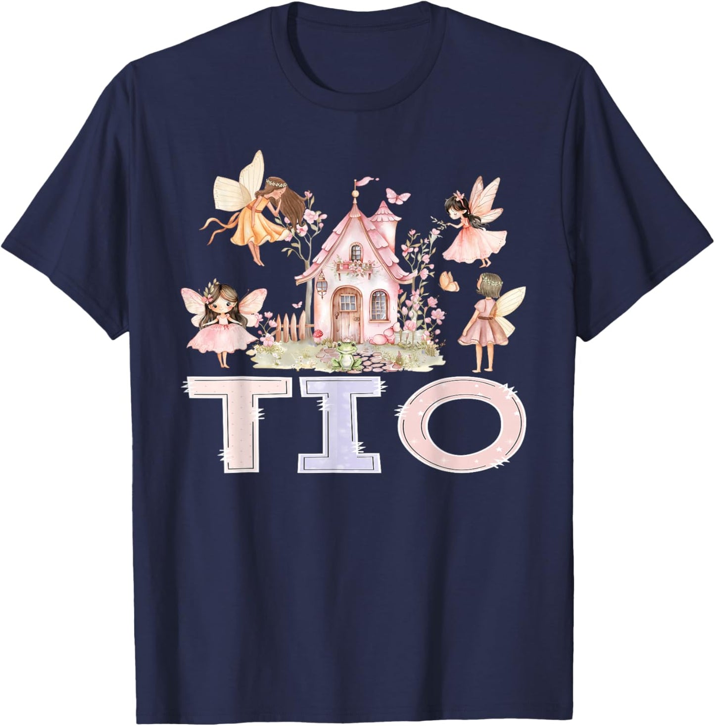 Fairy TIO Magical Floral Birthday Girl Fairytale Matching T-Shirt - T-Shirt | Navy