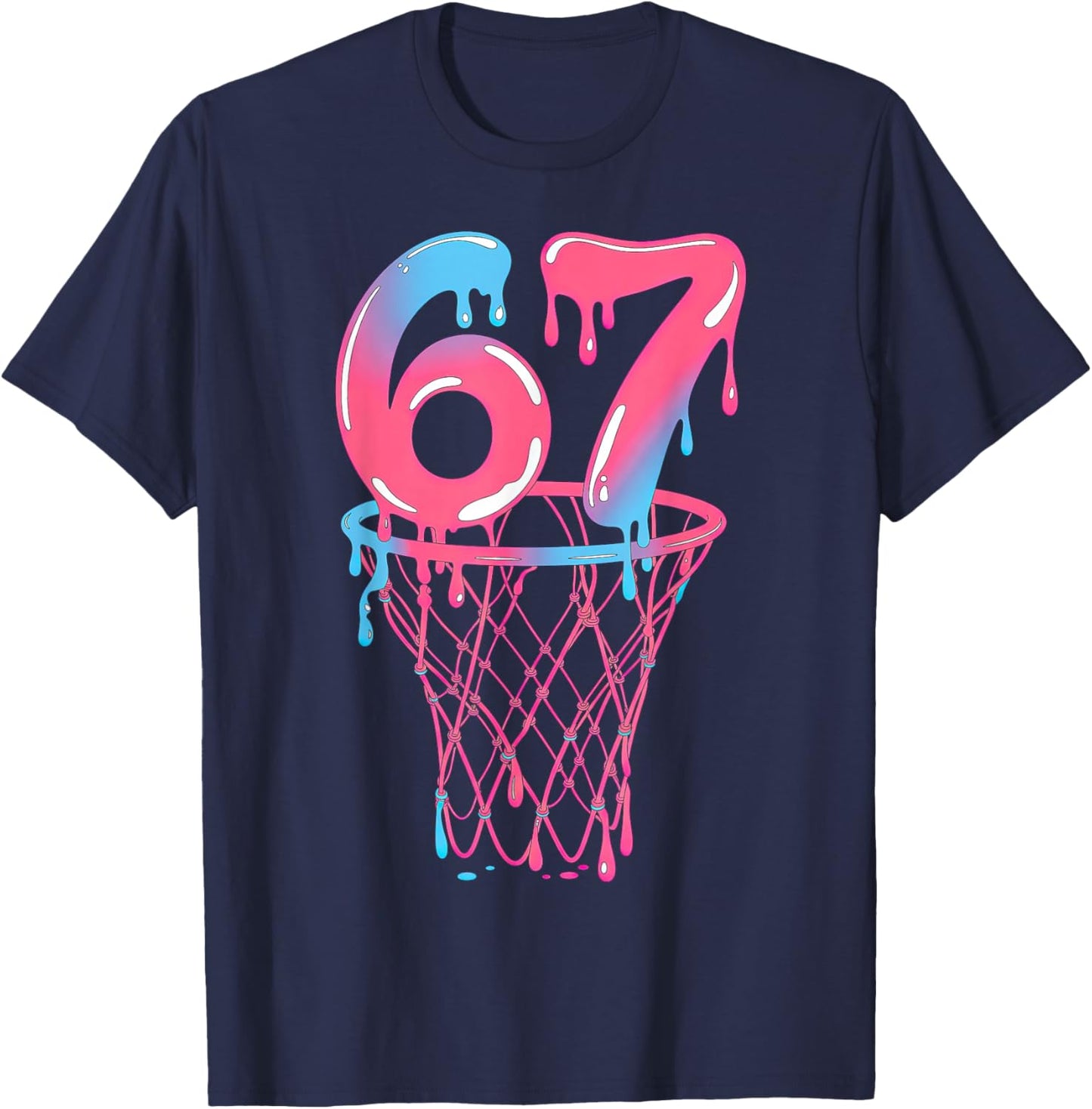 67 Basketball Drip Six Seven T-Shirt - T-Shirt | Navy