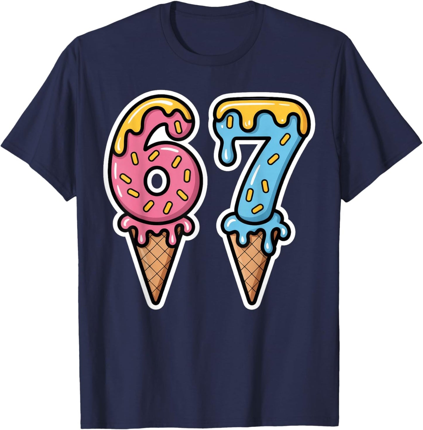 Mason 67 Ice Cream Cute Meme Six Seven T-Shirt - T-Shirt | Navy