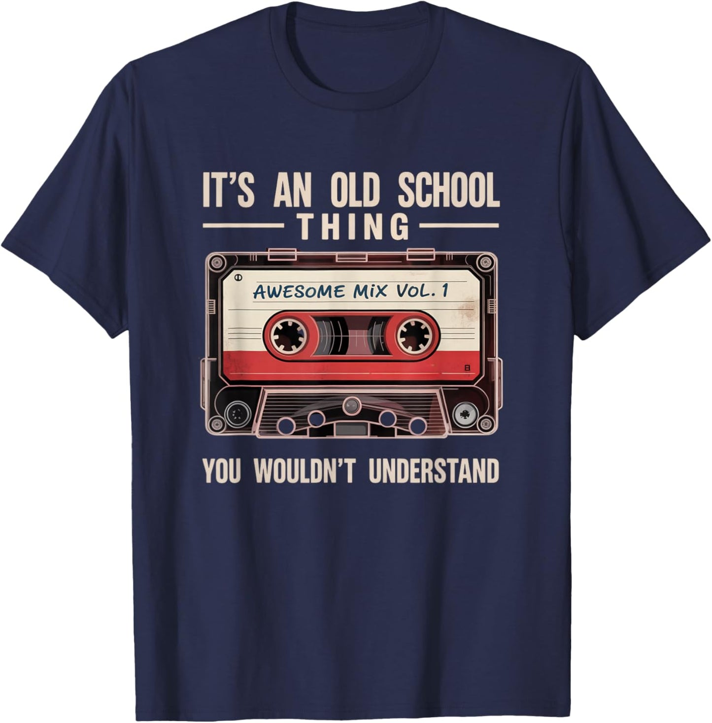 Retro Cassette Tape 70s 80s 90s Music Mixtape Men Women Kids T-Shirt - T-Shirt | Navy