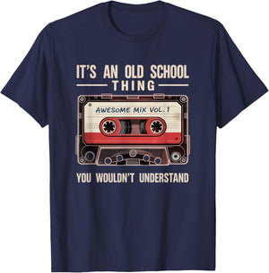 Retro Cassette Tape 70s 80s 90s Music Mixtape Men Women Kids T-Shirt - T-Shirt | Navy