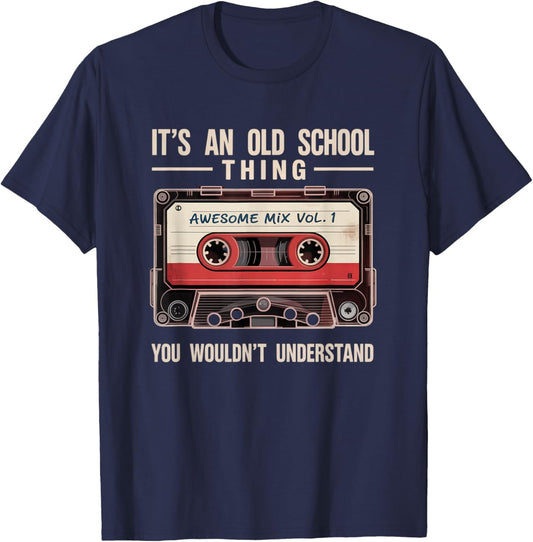 Retro Cassette Tape 70s 80s 90s Music Mixtape Men Women Kids T-Shirt - T-Shirt | Navy