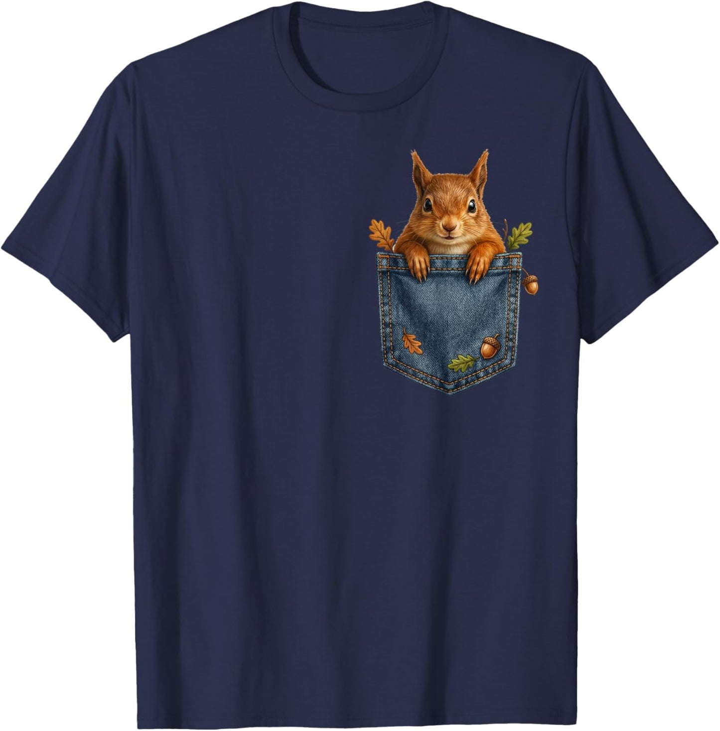 Funny Squirrel Lover Pjs Graphic Pocket Men Women Girl Boys T-Shirt - T-Shirt | Navy
