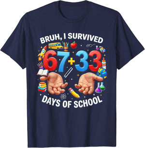 Bruh Its My 67 33 Days of School Funny Boys Kids 100th Day T-Shirt - T-Shirt | Navy
