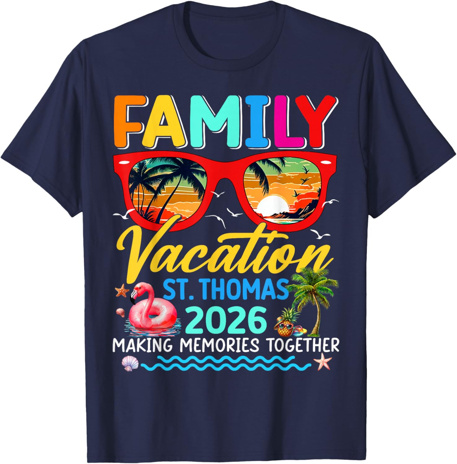 Family Vacation St. Thomas 2026 Summer Matching Group Trip T-Shirt - T-Shirt | Navy