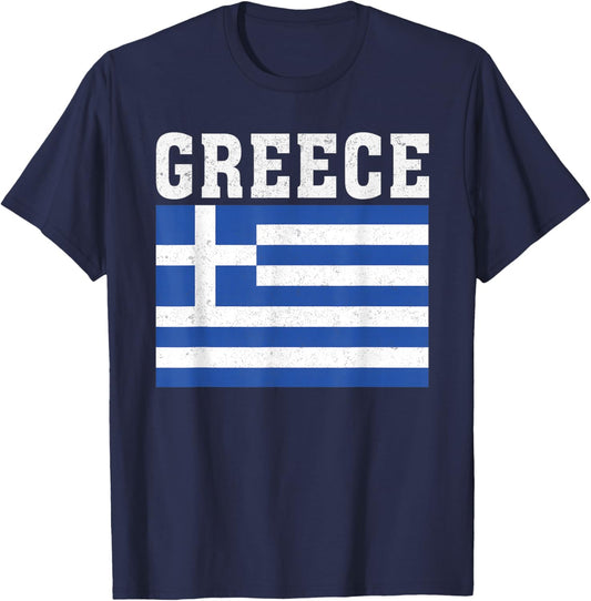 Greece Flag Patriotic National Roots Souvenir T-Shirt - T-Shirt | Navy