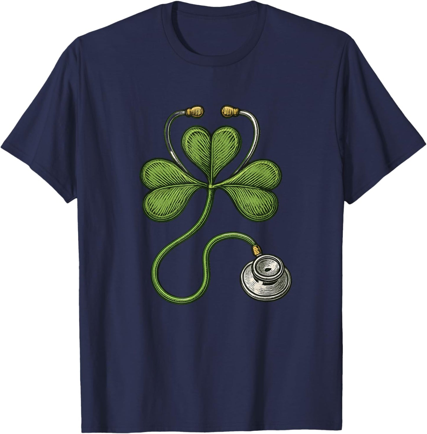 One Lucky Doctor Nurse St Patricks Day Stethoscope Shamrock T-Shirt - T-Shirt | Navy