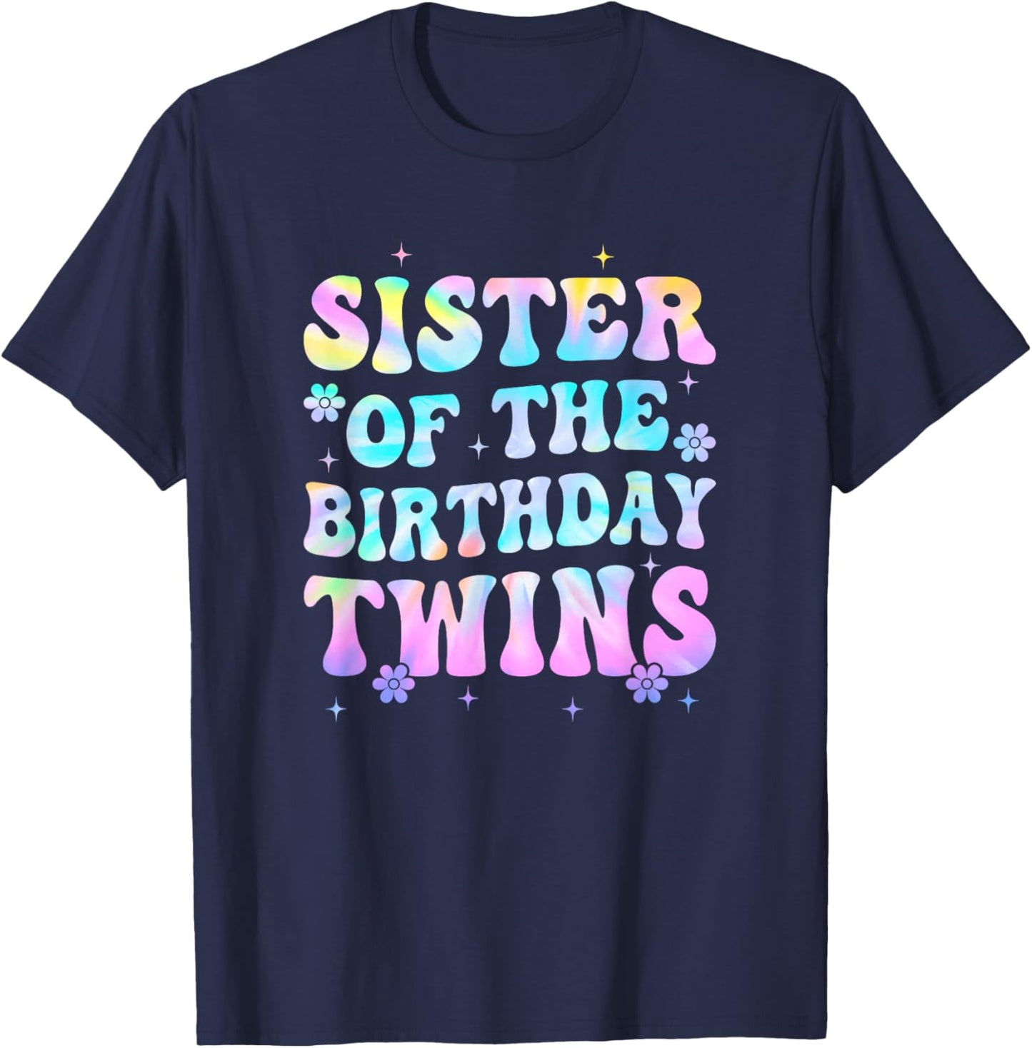 Sister of The Birthday Twins Girls Kids Party Retro Bday T-Shirt - T-Shirt | Navy