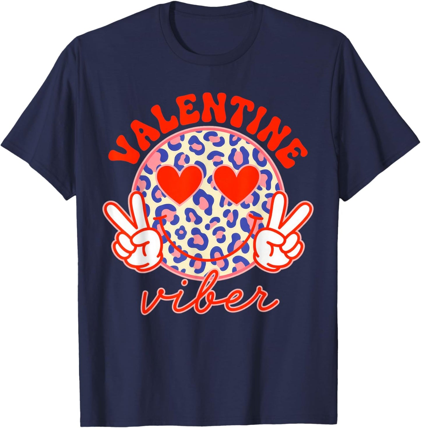 Groovy Valentine Vibes Valentines T-Shirt - T-Shirt | Navy