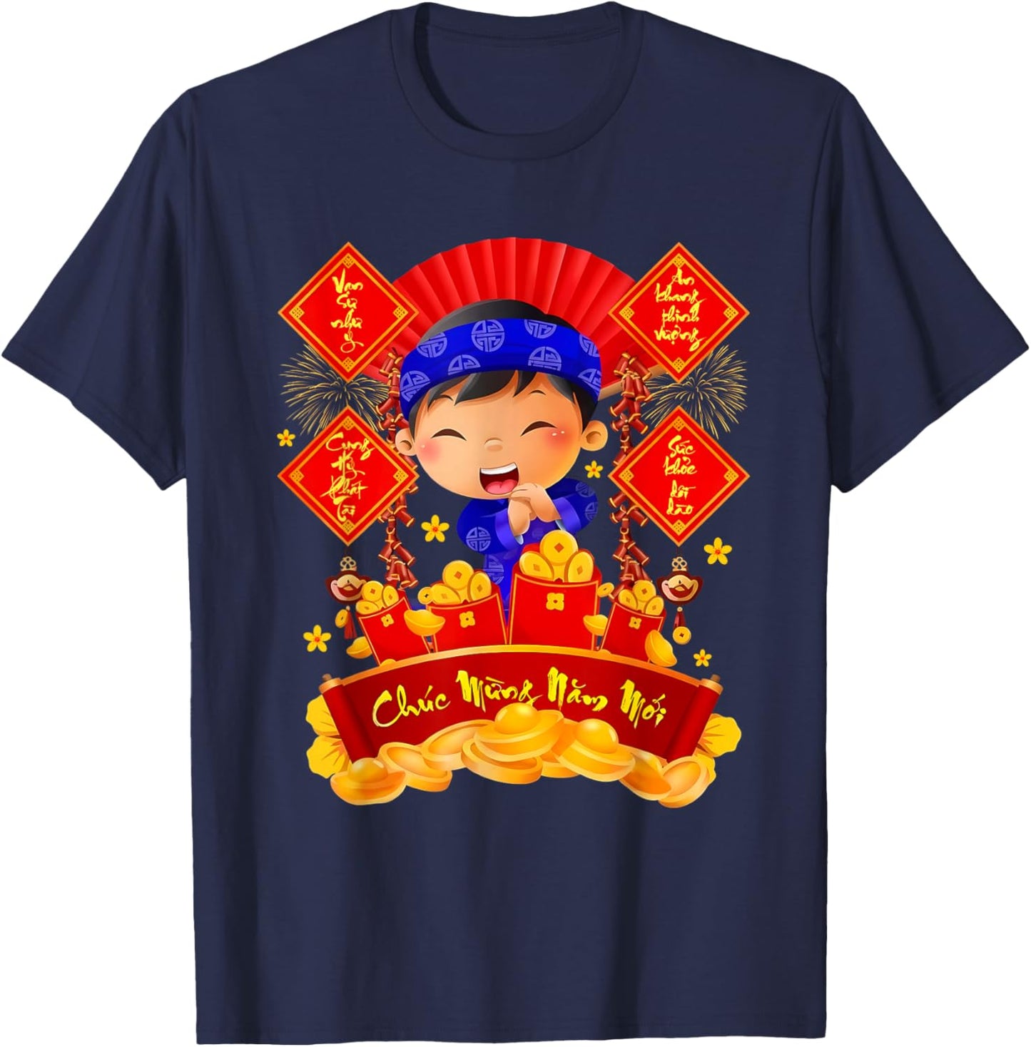 Chuc Mung NAM Moi TET Vietnamese New Year Decorations Boys T-Shirt - T-Shirt | Navy