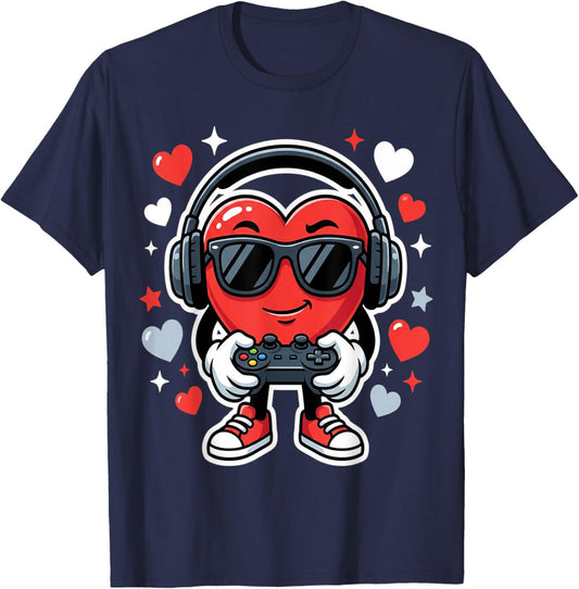 Video Game Kids Valentine Gamer Boys Hearts Toddler T-Shirt - T-Shirt | Navy