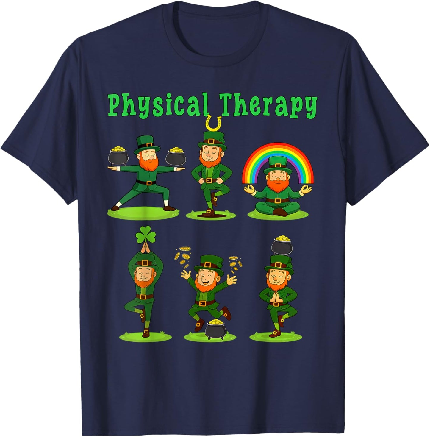 Leprechaun Physical Therapy St Patrick's Day PTA Therapist T-Shirt - T-Shirt | Navy