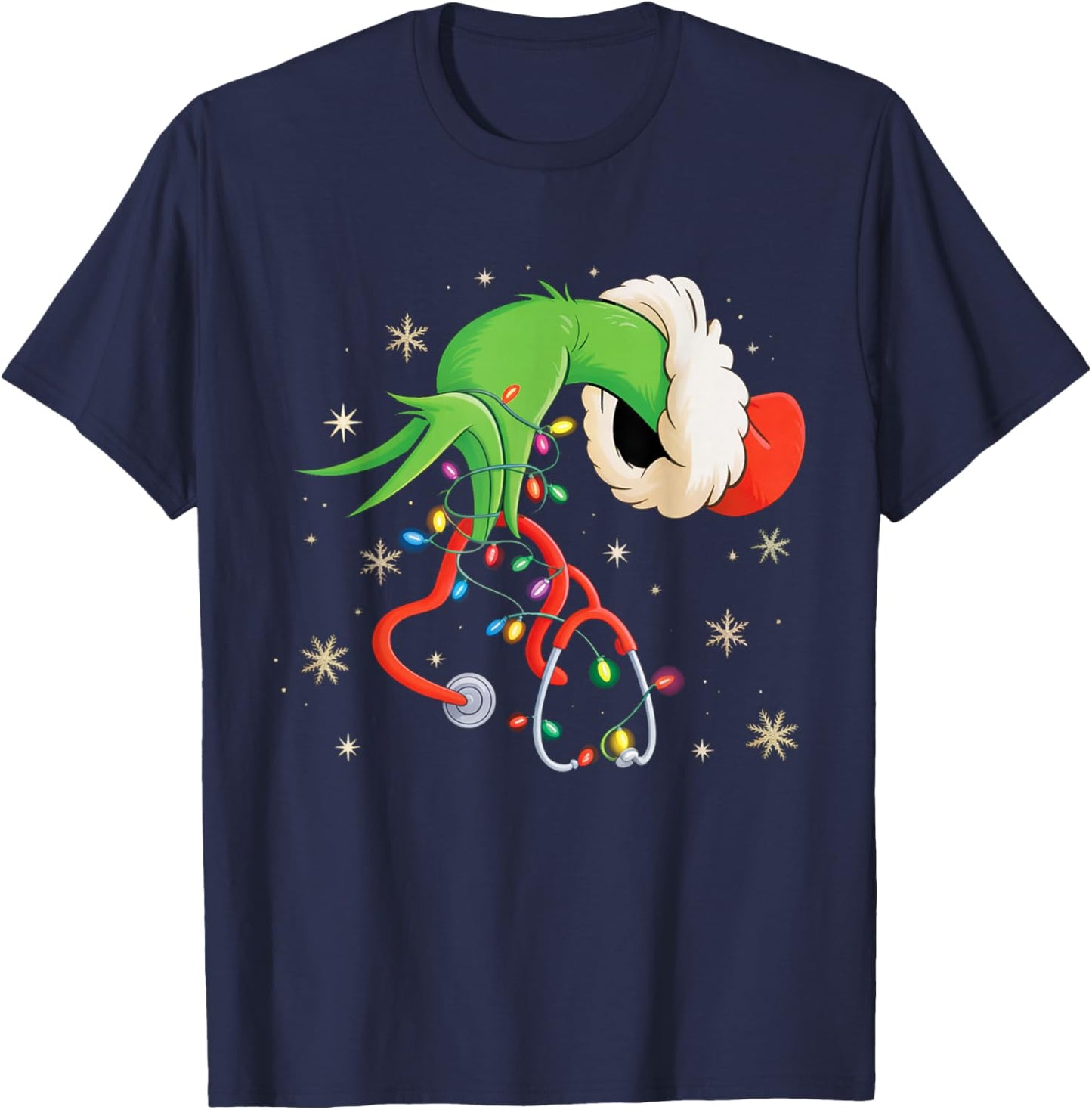 Nurse Christmas Stethoscope Nurses Xmas Gifts Santa Women T-Shirt - T-Shirt | Navy