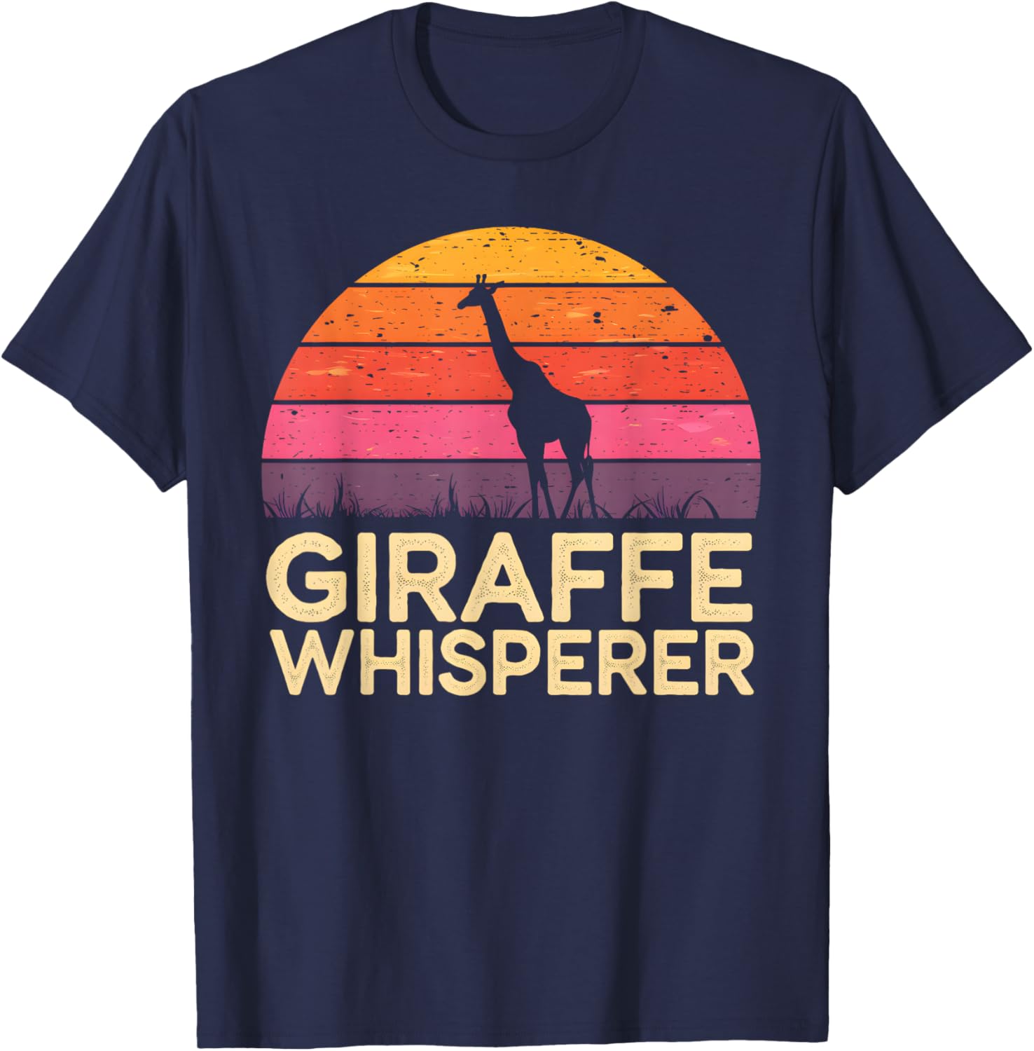 Giraffe Whisperer Retro Vintage Giraffe Lover T-Shirt - T-Shirt | Navy