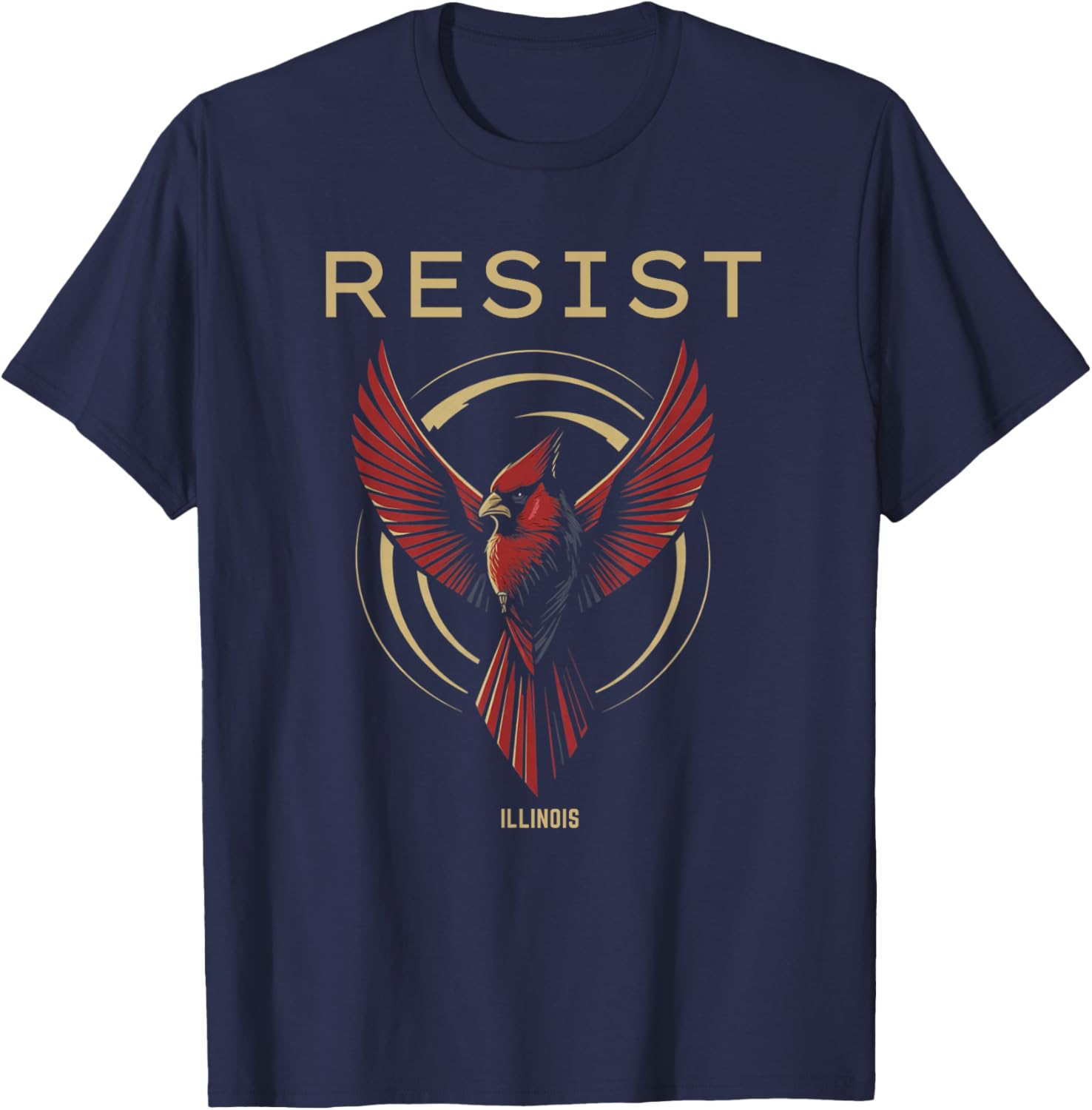Illinois Resist 2026 Symbol of Rebel Alliance Red Cardinal T-Shirt - T-Shirt | Navy