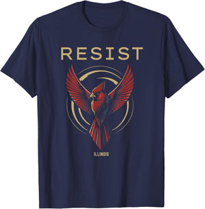 Illinois Resist 2026 Symbol of Rebel Alliance Red Cardinal T-Shirt - T-Shirt | Navy