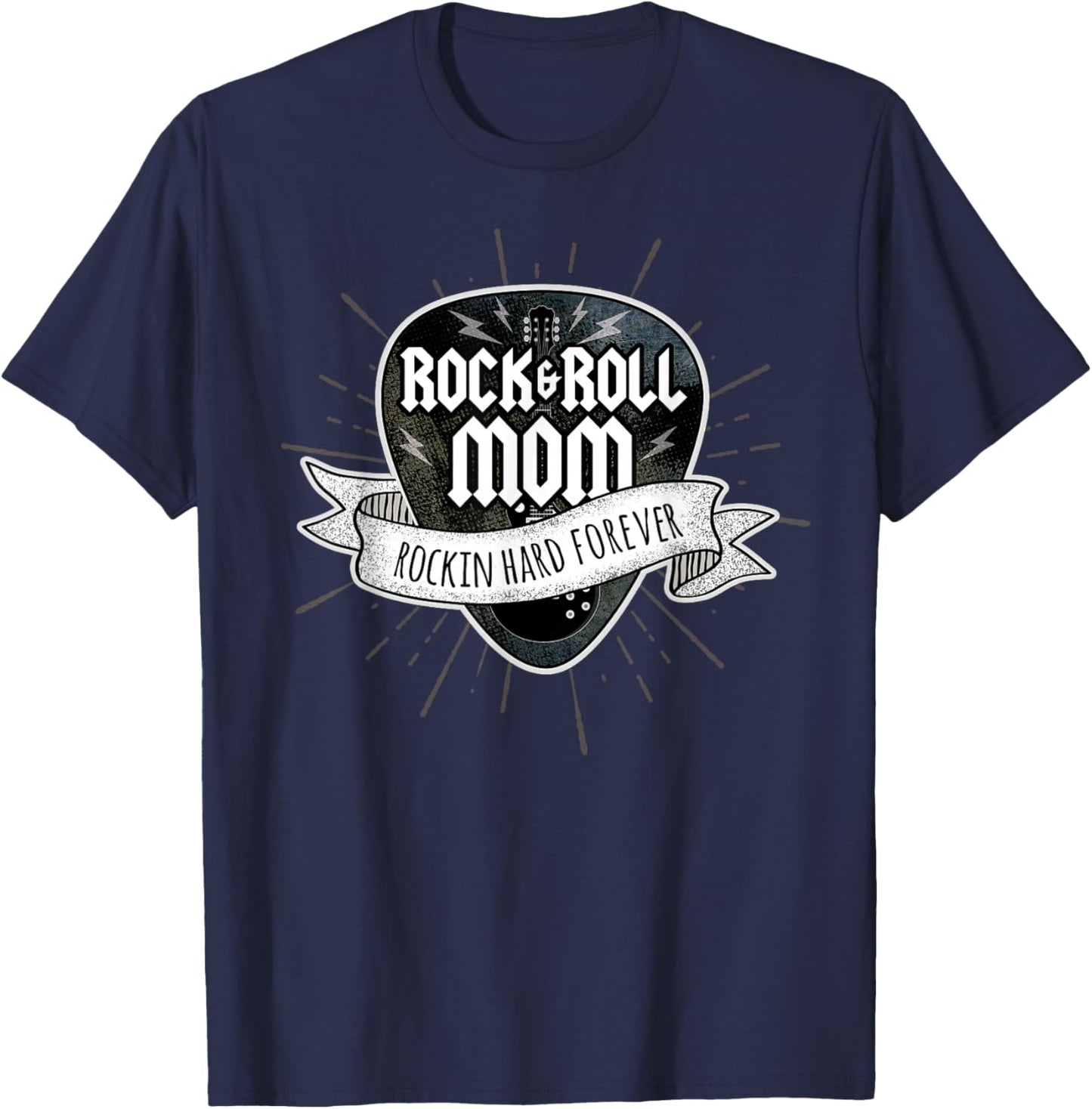 Rock and Roll Mom Sunburst Guitar Pick Logo T-Shirt - T-Shirt | Navy