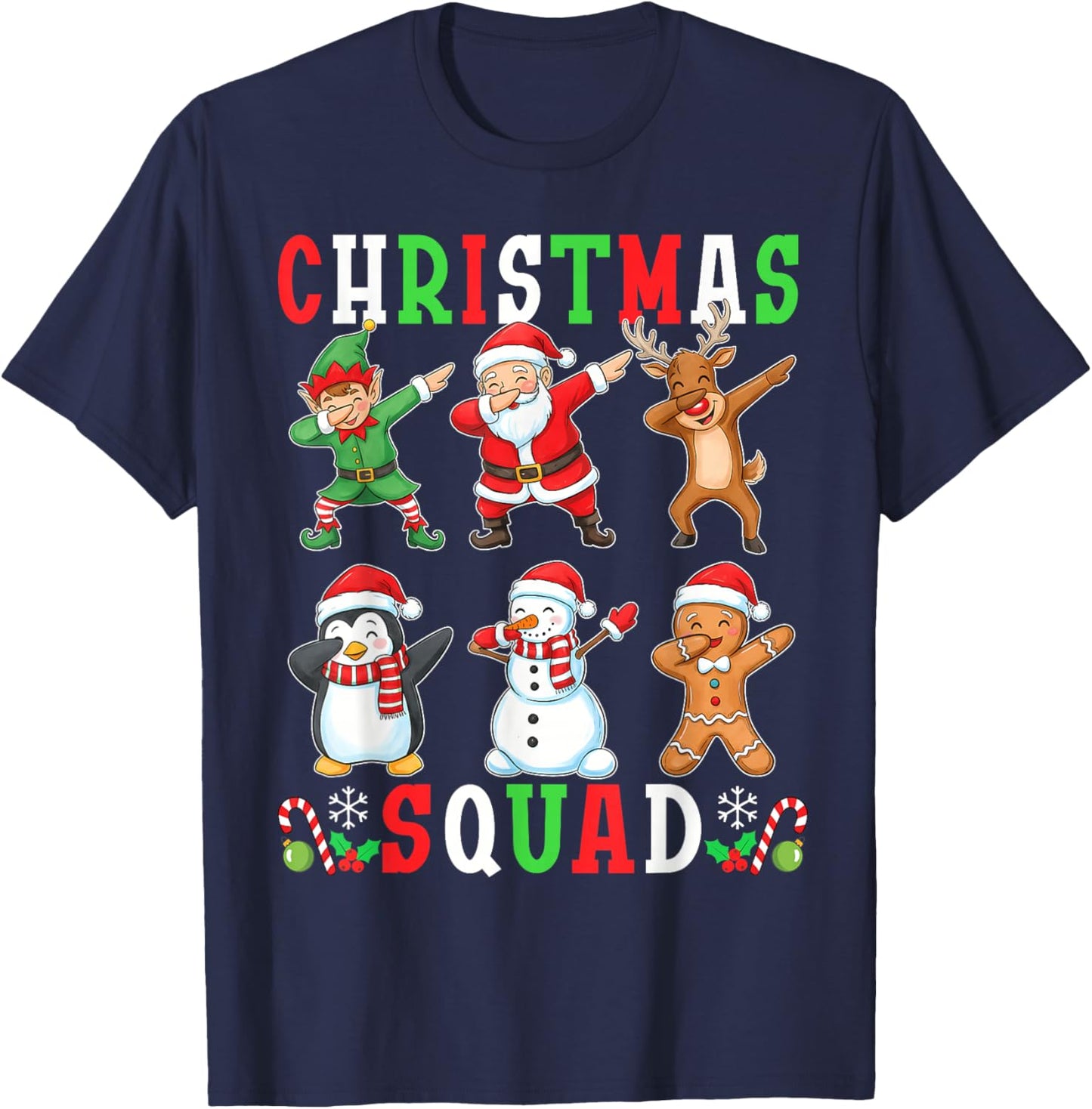 Christmas Squad Funny Matching Santa Reindeer Snowman Dab T-Shirt - T-Shirt | Navy