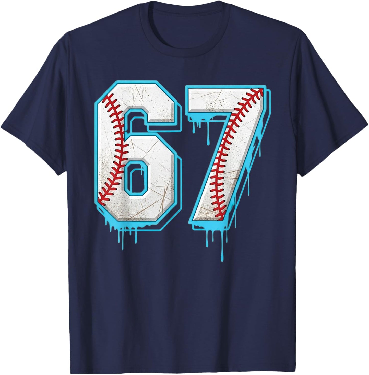 67 Baseball Drip Six Seven Funny 6 7 Meme for Boys Kids T-Shirt - T-Shirt | Navy
