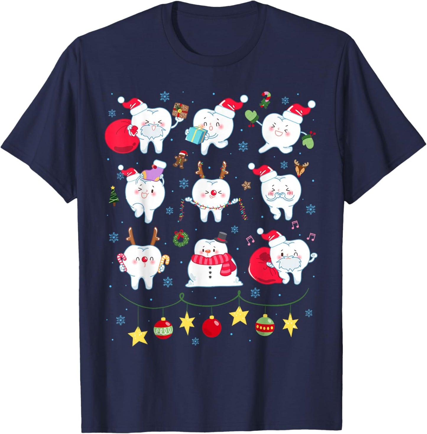 Christmas Teeth Santa Dental Cute Xmas Dentist Squad Crew T-Shirt - T-Shirt | Navy