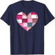Valentine’s Day Faux Quilt Patchwork Heart T-Shirt - T-Shirt | Navy
