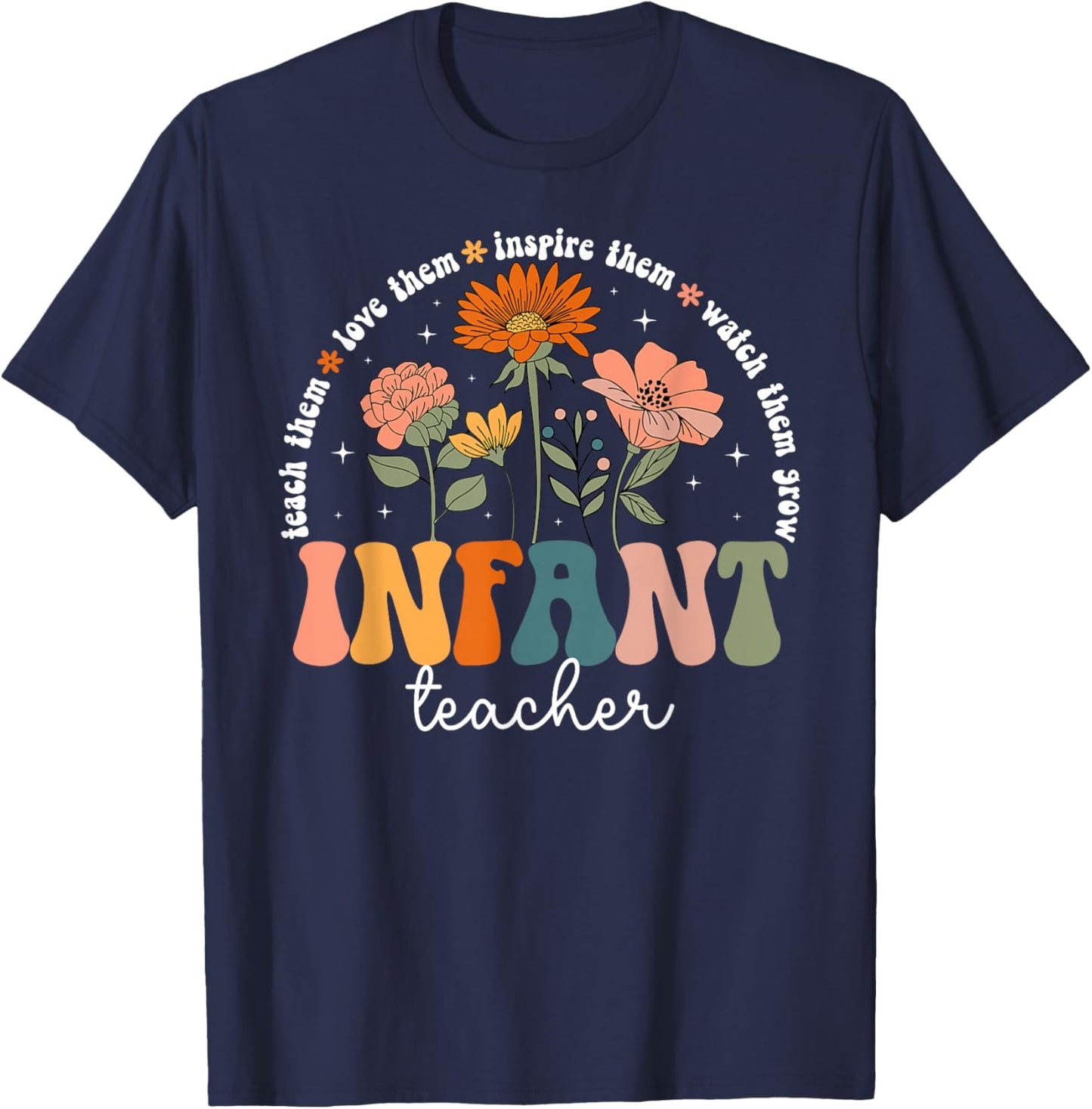 Infant Teacher Appreciation Infant Teaching Groovy T-Shirt - T-Shirt | Navy