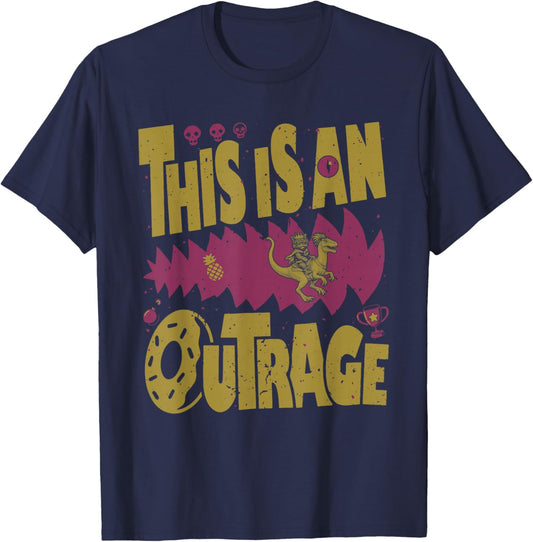 This is an Outrage Funny Princess Cat Riding Dinosaur T-Shirt - T-Shirt | Navy